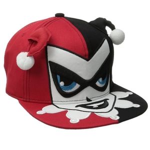 DC Comics Men's Harley Quinn 3D Flat Brim Cap, Black, One Size, NWT